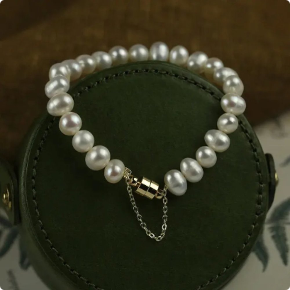 Zara Gold Irregular Baroque Keshi Pearls White Freshwater Pearl Chain Bracelet - Picture 2 of 16
